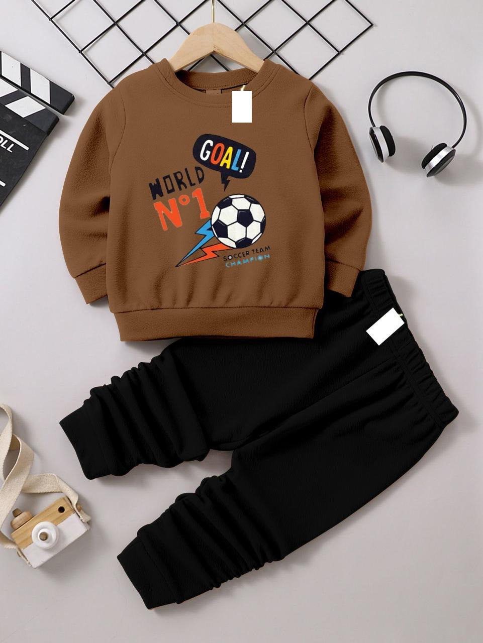 Brown And Black (Goal No 1) Kids Tracksuit For Winter By SH Moon Wear -09