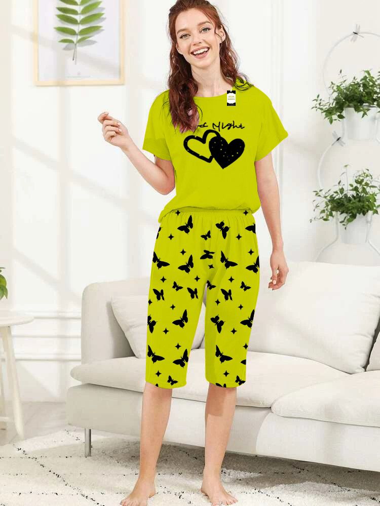 Capri Night WearGood Night With Printed Troucer - Green -04