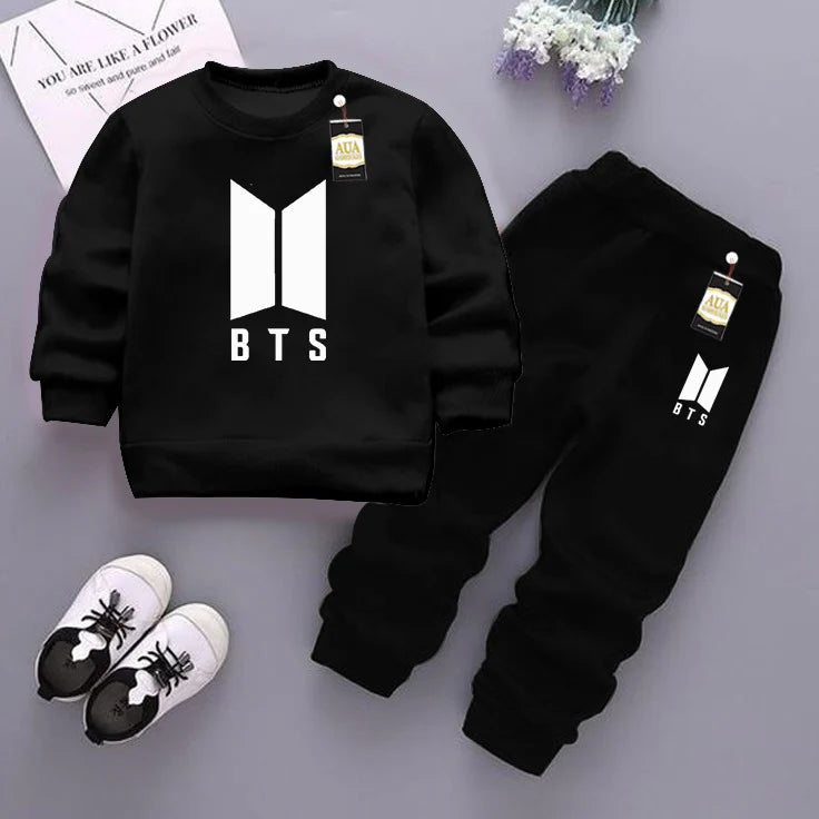 Black (Bts) Printed Kids Tracksuit for Winter By SH Moon Wear