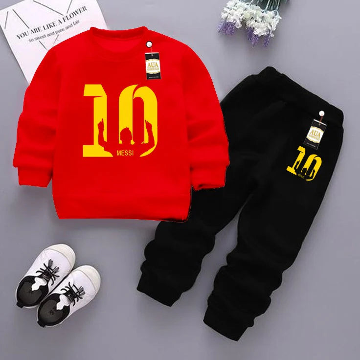 Red and Black (10) Printed Kids Tracksuit for Winter By SH Moon Wear