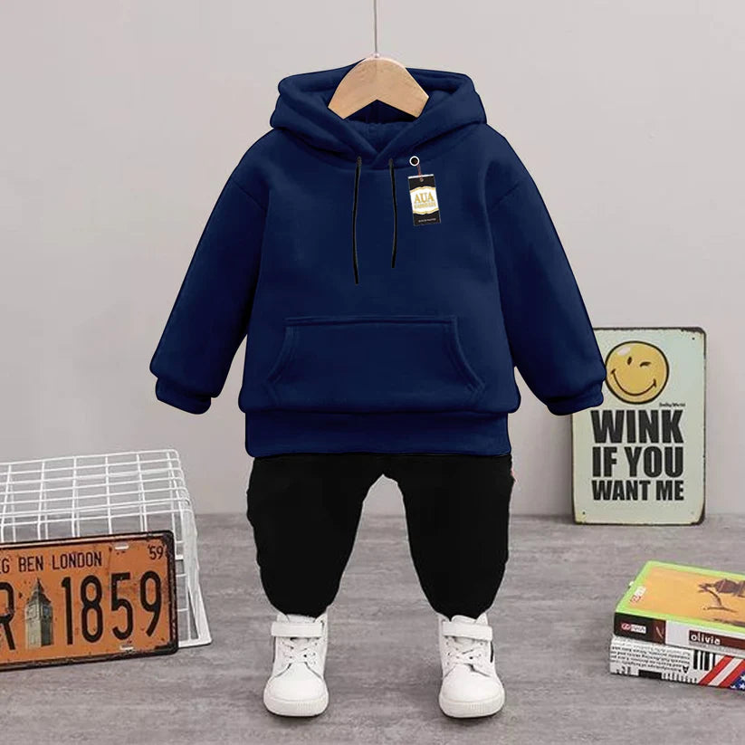 Navy and Black Kids Hoodie Set for Winter By SH Moon Wear
