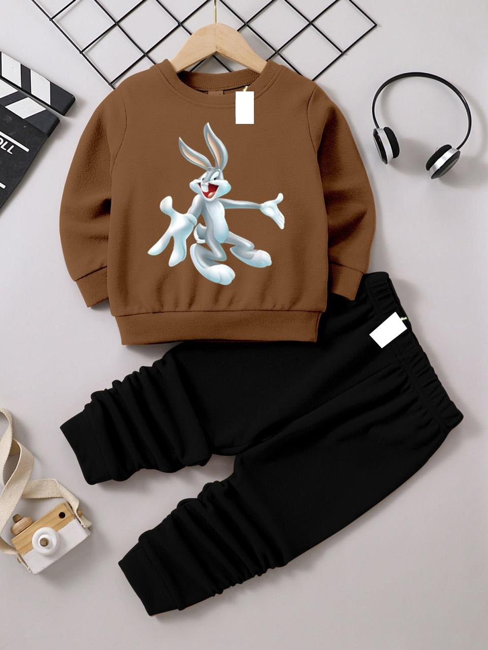 Brown And Black (Bunny) Printed Kids Tracksuit for Winter By SH Moon Wear -09